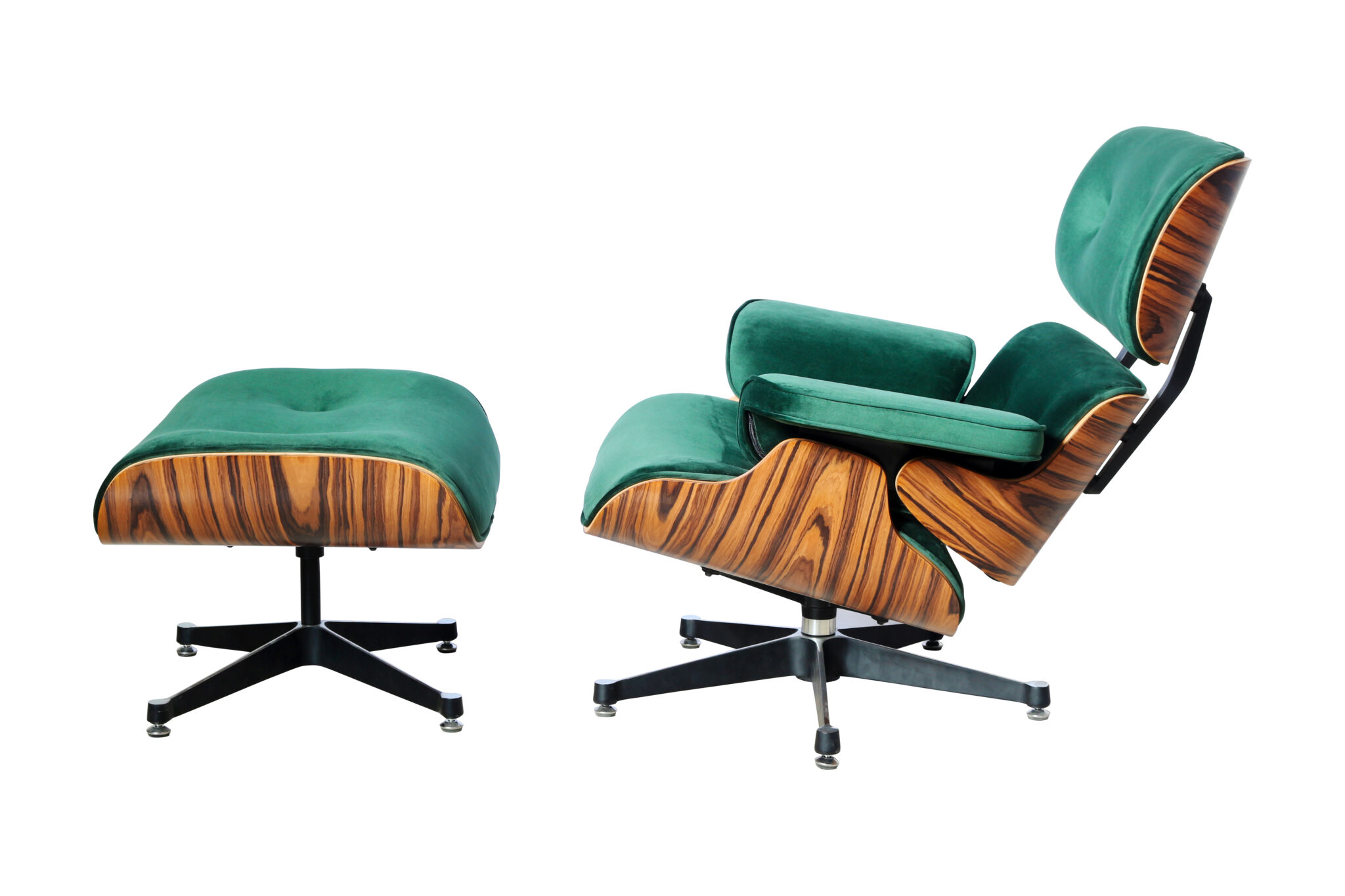 Eames Lounge Chair Set met Ottoman in Palissander & Velvet (limited