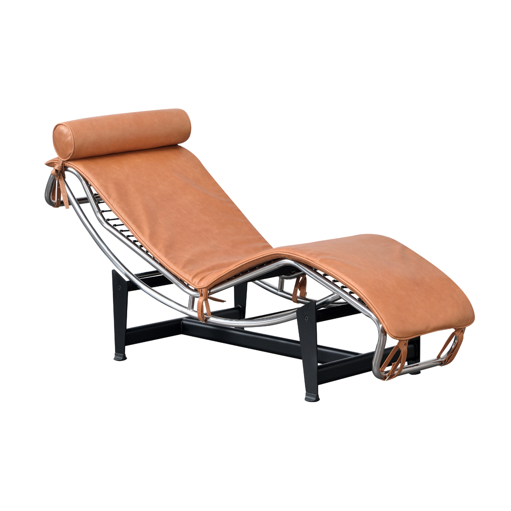 LC4 chaise longue in Cognac leather by Le Corbusier, Alivar